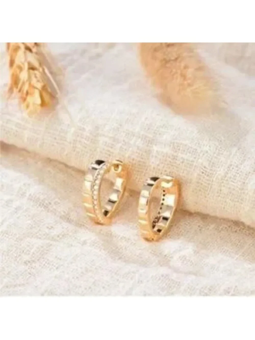 Gold 14k Gold Plated Heart CZ Hoop Earrings